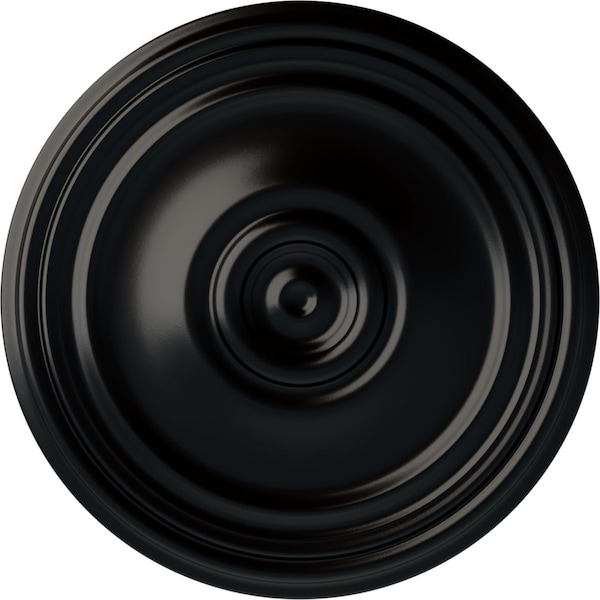 Ekena Millwork Reece Ceiling Medallion (Fits Canopies up to 6 3/4"), Hand-Painted Jet Black, 21"OD x 1 1/4"P CM21REBLF - main
